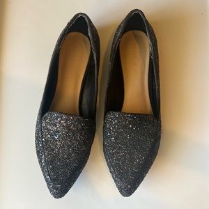 Kelly & Katie, Black Glitter Flats with a Pointed Toe, Size 8, Like New!